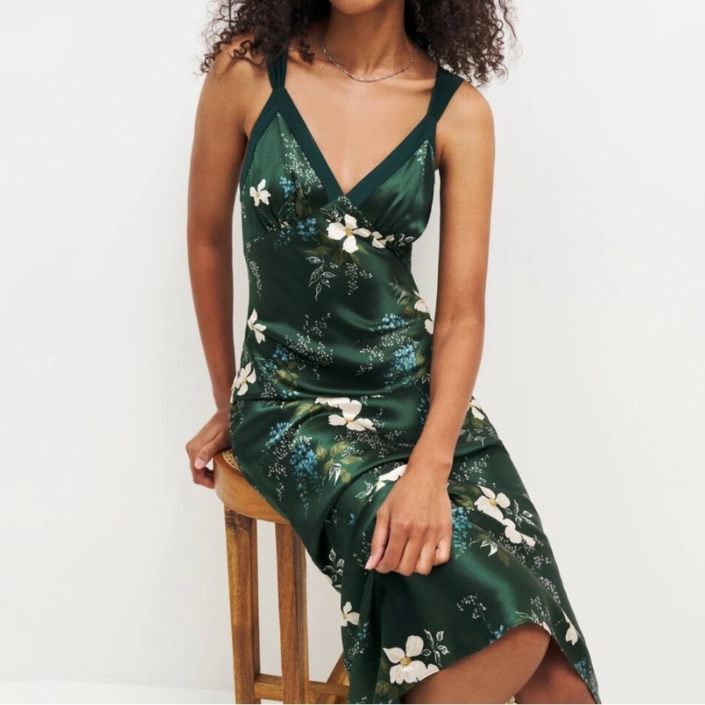 Reformation Neola Silk Midi Dress Medium Portia